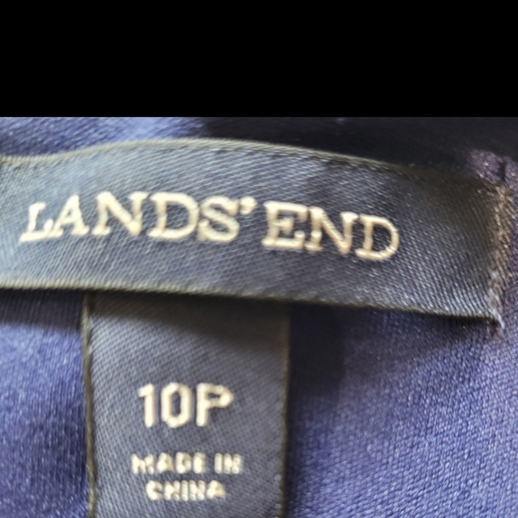 Lands' End Women SZ 10P Ponte Knit blue & white floral sheath sleeveless pockets - Picture 2 of 12